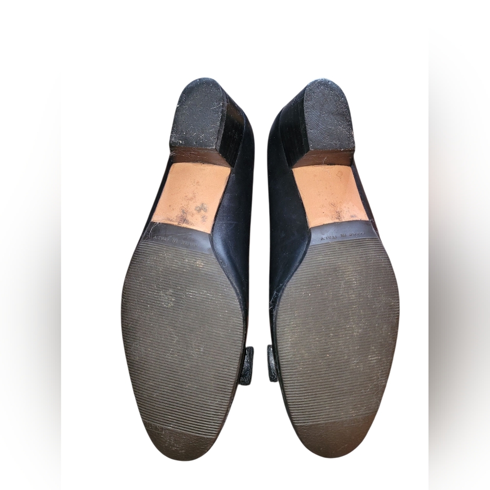 Salvatore Ferragamo Black Leather Vera Flats with Bow - Picture 4 of 8